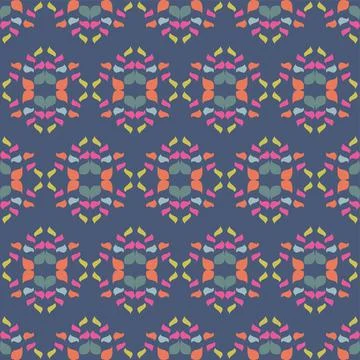 Colorful Abstract Shapes Vector Repeat Pattern in pink, Orange And Purple Stock Illustration