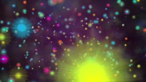 Colorful Abstract Space Bokeh Background, Glowing Cosmic Particles Stock Footage 336272367