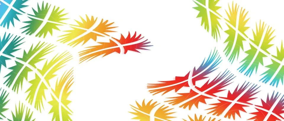 Colorful Abstract Spiky Leaf Pattern Frame on White Isolated Background 스톡 일러스트