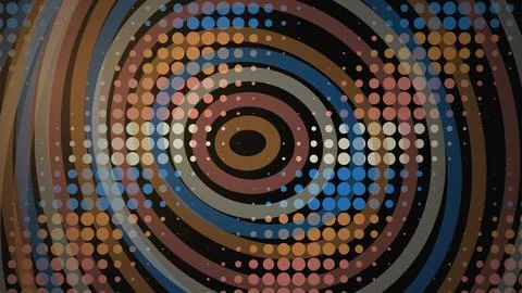 Colorful abstract spiral pattern with dots and circles Stock Illustration