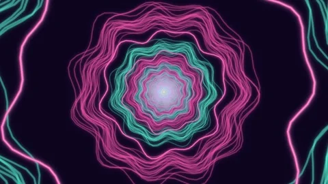 Colorful abstract spiral pattern in motion with glowing lines Stock Footage 337073425