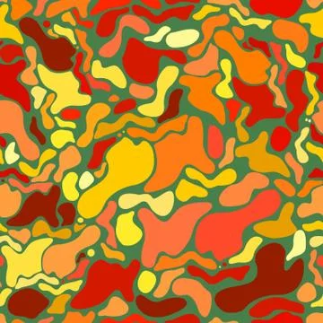 Colorful abstract spots seamless pattern, green background. Vector design, fl Stock Illustration