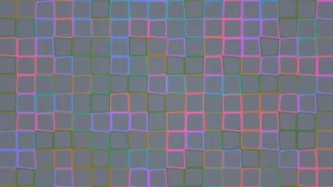 Colorful abstract squares form a grid pattern on a flat Stock Footage 338187698