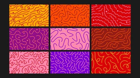 Colorful abstract squiggle lines background Set Stock Illustration