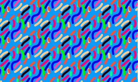 Colorful Abstract Squiggle Pattern On Blue Background  Vibrant Seamless Ret.. Stock Illustration