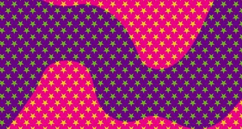 Colorful Abstract Star Pattern With Wavy Purple And Pink Layers  Seamless D.. Stock Illustration