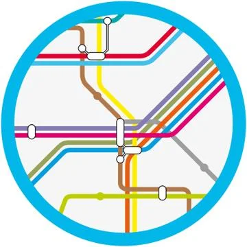 A colorful abstract subway, metro vector map Illustrazione stock