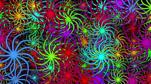 Colorful Abstract Swirling Pattern of Vibrant Shapes in Psychedelic Design Stock Footage 297399241