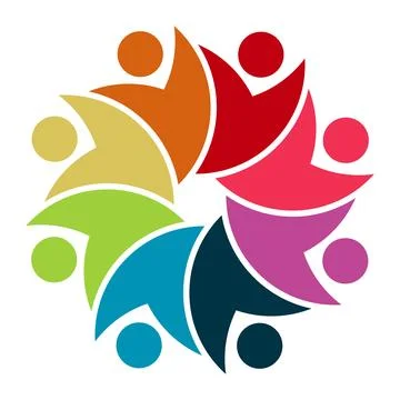 Colorful abstract teamwork design representing unity and collaboration Stock Illustration