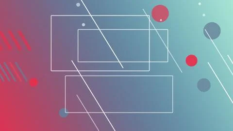 Colorful abstract tech scene with multiple outlined rectangles, dots, and d.. イラスト素材