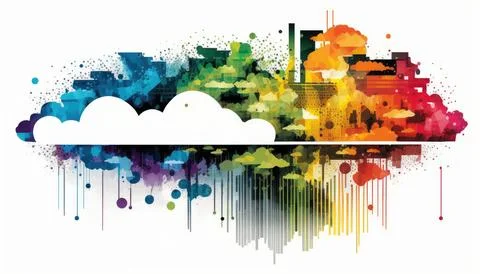 Colorful abstract technology cloud computing sharp Stock Illustration