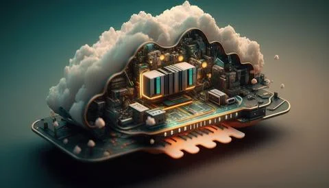 Colorful abstract technology cloud computing sharp イラスト素材