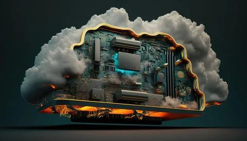 Colorful abstract technology cloud computing sharp イラスト素材