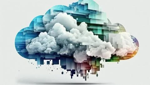 Colorful abstract technology cloud computing sharp イラスト素材