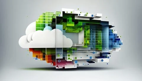 Colorful abstract technology cloud computing sharp イラスト素材