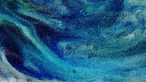 Colorful abstract texture of liquid marble, liquid art. Abstract blue white Video stock 200857391