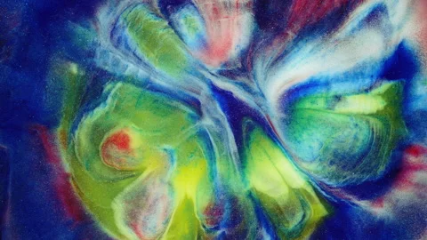 Colorful abstract texture of liquid marble, liquid art. Abstract blue green red Stock Footage 202224174