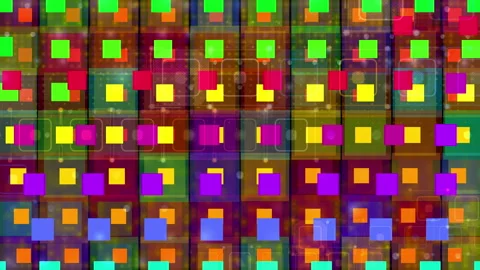 Colorful Abstract Tile Pattern, Vibrant Squares in Geometric Arrangement Video stock 301612598