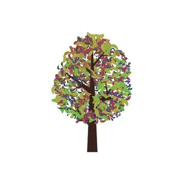 Colorful abstract tree illustration vector drawing Stock Illustration