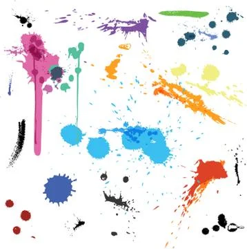 Colorful Abstract vector ink paint splats Stock Illustration