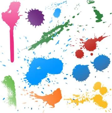 Colorful Abstract vector ink paint splats Stock Illustration