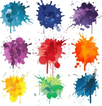 Colorful Abstract vector ink paint splats Stock Illustration