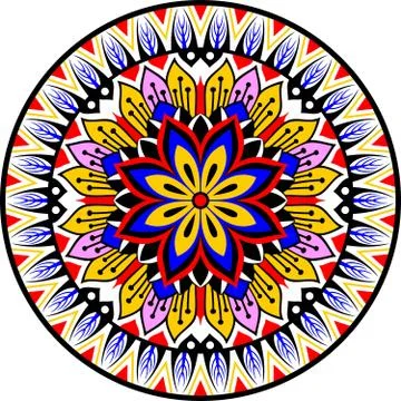 Colorful abstract vector mandala round ornament Stock Illustration