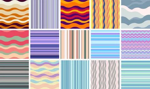 Colorful abstract vector set of striped backgrounds providing ready solutions Stock Illustration