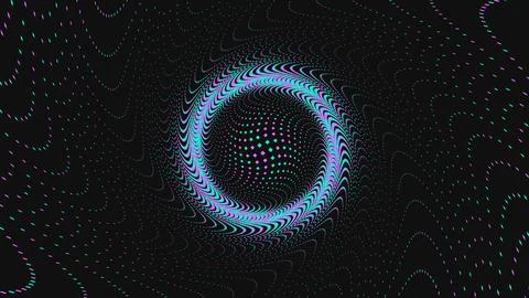 Colorful abstract vortex ring with pixelated center on dark space background Stock Illustration