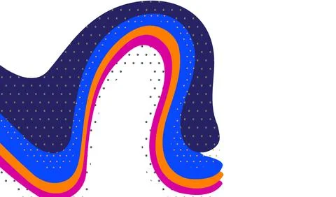 Colorful Abstract Wave Background With Layered Curves And Dotted Retro Pop .. イラスト素材