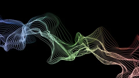 Colorful abstract wave lines on black background Stock Footage 324490657