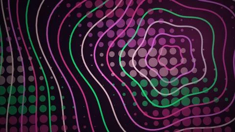 Colorful abstract wave pattern with dotted lines and curves Stock Illustration