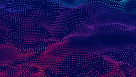 Colorful abstract wave pattern with flowing dots and dynamic gradient Stock Illustration