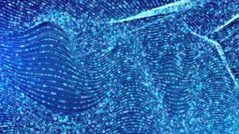 Colorful abstract waves with luminous dots creating a dynamic visual effect.. Stock Illustration