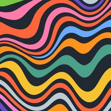 Colorful Abstract Wavy Lines Pattern Background, Retro Fluid Stripes Modern.. 스톡 일러스트