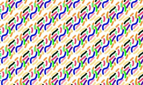 Colorful Abstract Wavy Stroke Pattern Seamless Background With Hand-Drawn P.. Stock Illustration