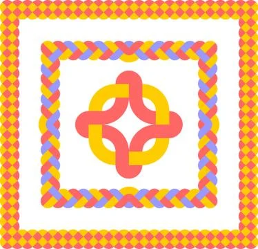 Colorful abstract weave frame. Vector color pattern Illustrazione stock