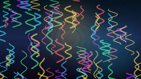 Colorful abstract zigzag lines falling on a dark blue background Stock Footage 335941810