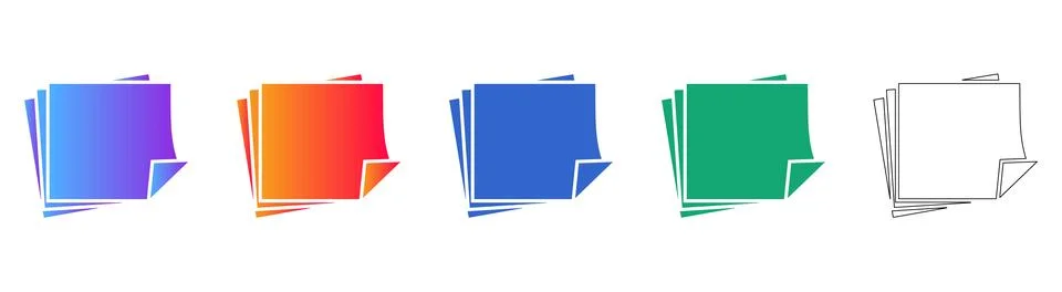 Colorful Adhesive Note Stack Icons Stock Illustration