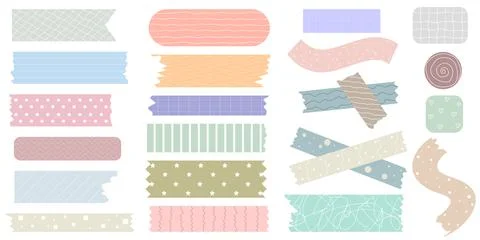 Colorful adhesive tape with patterns set Stock Illustration