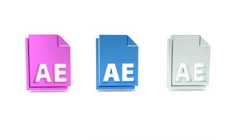 Colorful AE file document icon isolated on white background. Minimalism con.. Stock Illustration