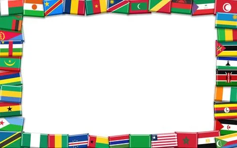 Colorful African countries flags frame illustration with isolated copy space Stock Illustration