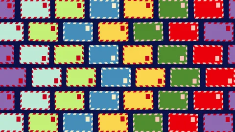 Colorful Airmail Envelope Pattern Motion Graphics Background 库存影片 347417067