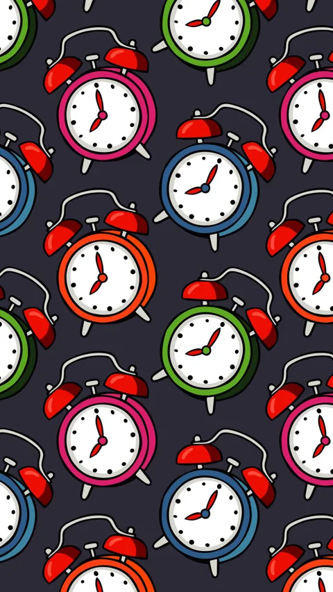 Colorful Alarm Clock Seamless Pattern Background Animation for Time and Educ 스톡 동영상 337690060
