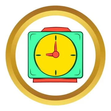 Colorful alarm clock vector icon, cartoon style Stock Illustration