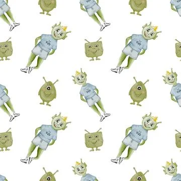 Colorful aliens in playful patterns for creative textile designs Stock Illustration