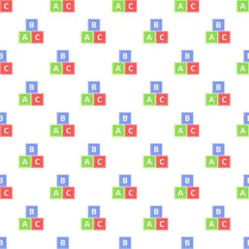 Colorful alphabet blocks creating seamless learning pattern Stock Illustration