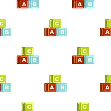 Colorful alphabet cubes pattern seamless Stock Illustration