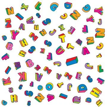 Colorful alphabet letters pattern vector scattered Stock Illustration