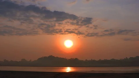 Colorful Amazonian Sunset Stock Footage 72767354